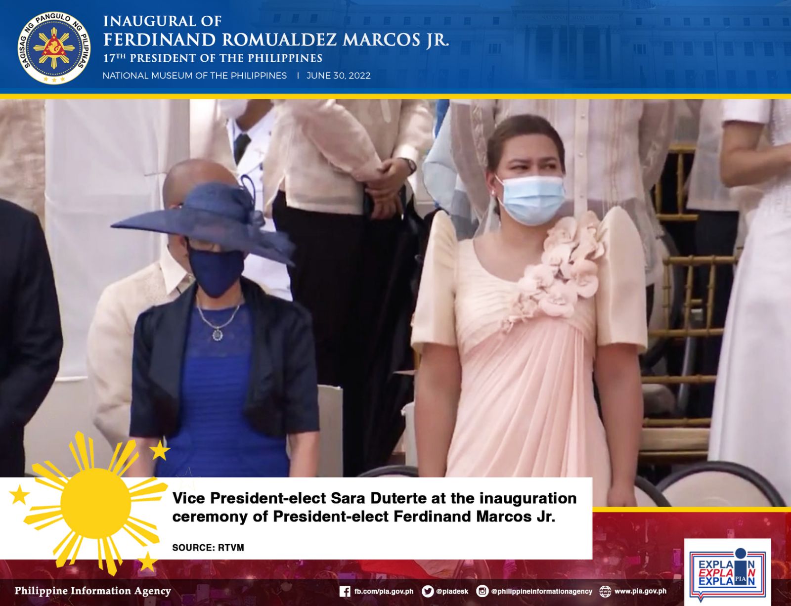 Vice President-elect Sara Duterte attends the inauguration ceremony of President-elect Ferdinand Marcos Jr.