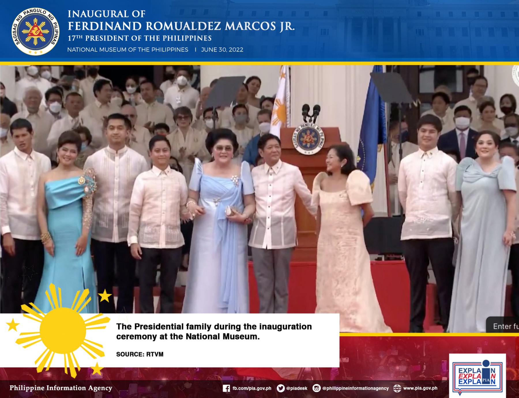 The first family at the stage during the inauguration ceremony at the National Museum