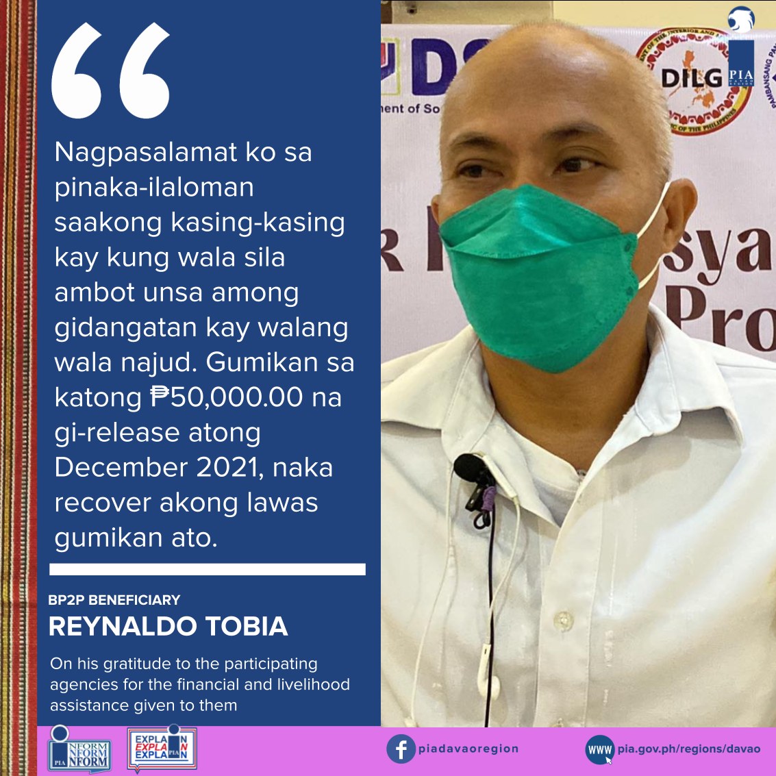 His gratitude to the participating agencies of BP2P